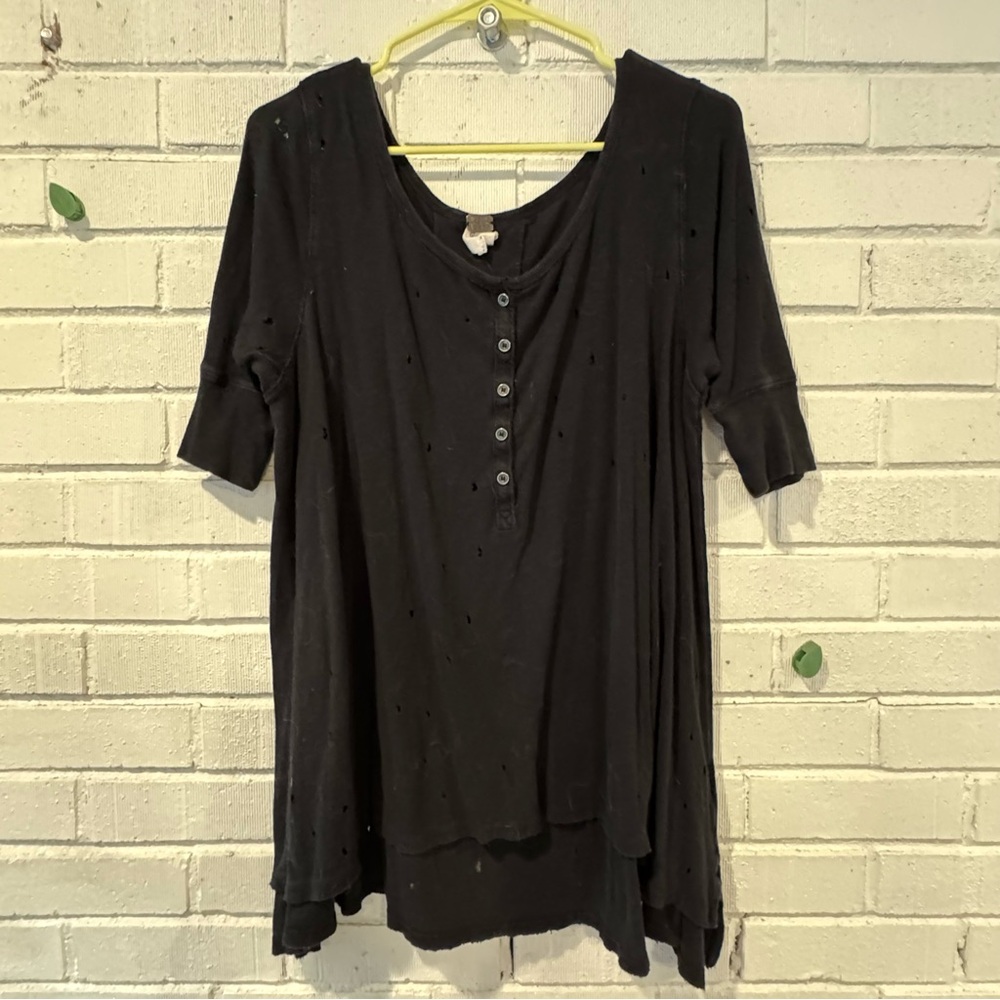 Free People Black Flowy Tunic Top